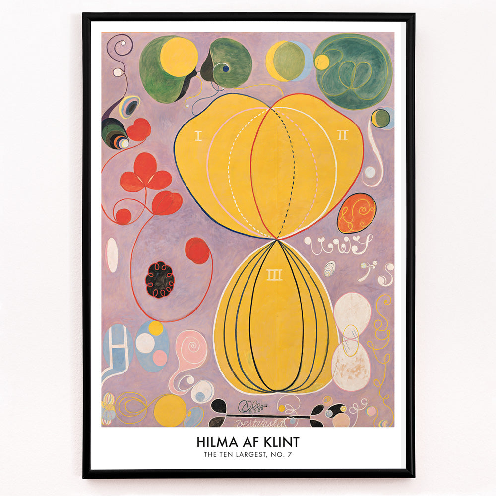 Closeup detail of Abstract botanical shapes and vibrant colors poster from The Ten Largest No 7 by Hilma AF Klint