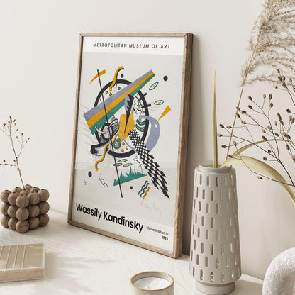 Abstract geometric poster with bold shapes and lines by Wassily Kandinsky from Kleine Welten IV Small Worlds IV, framed and displayed in home decor