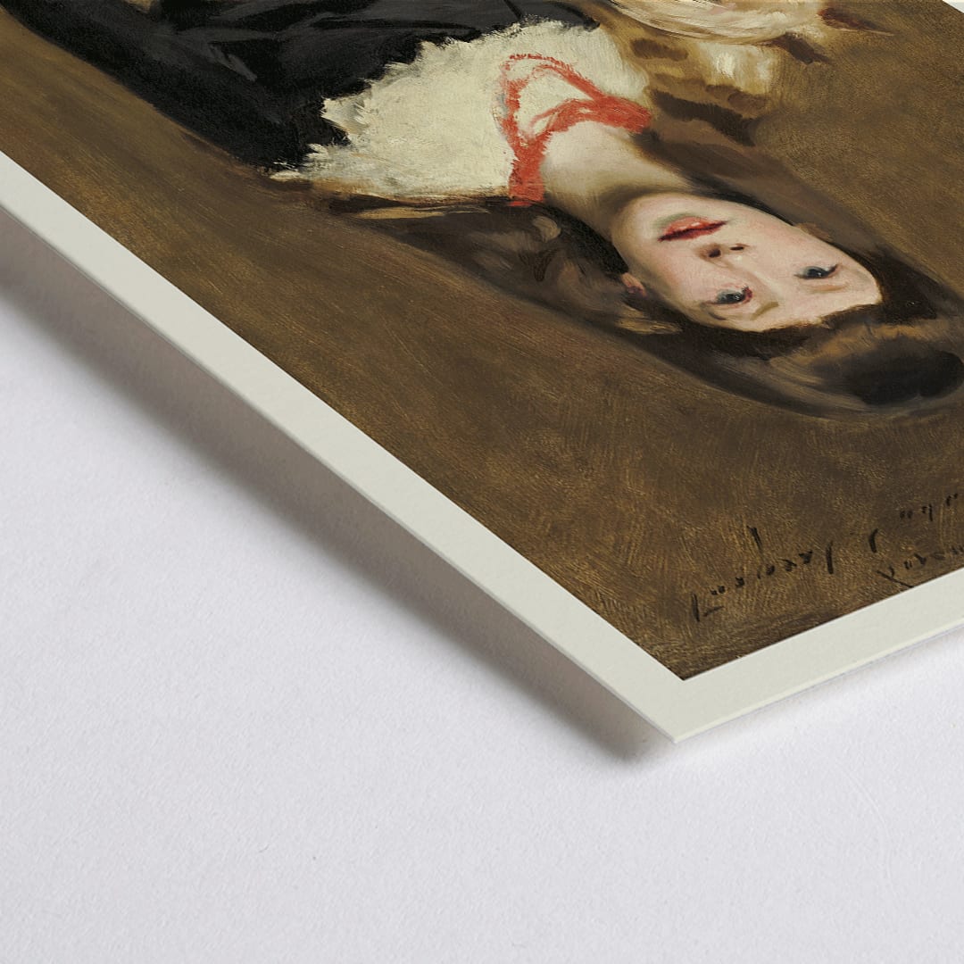 Closeup detail of Miss Beatrice Townsend by John Singer Sargent young girl with a dog in elegant attire and red sash painting poster