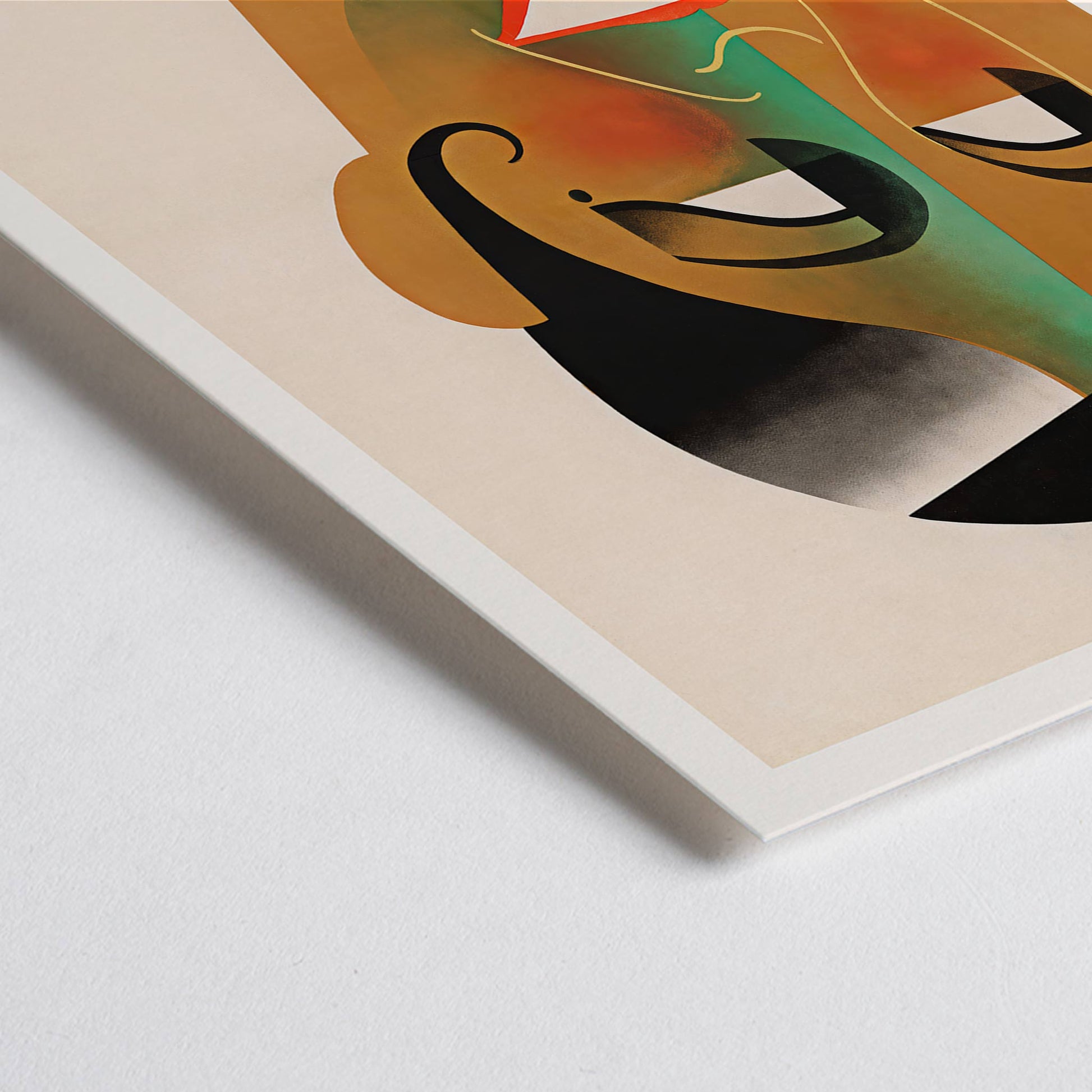 Closeup detail of Art Deco poster of Josephine Baker by J Chassaing featuring bold geometric shapes and modern colorful style