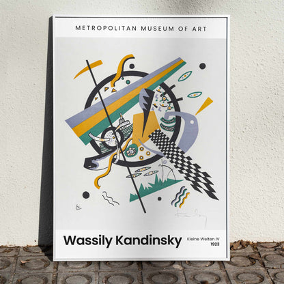 Abstract geometric poster with bold shapes and lines by Wassily Kandinsky from Kleine Welten IV Small Worlds IV, framed and displayed in home decor