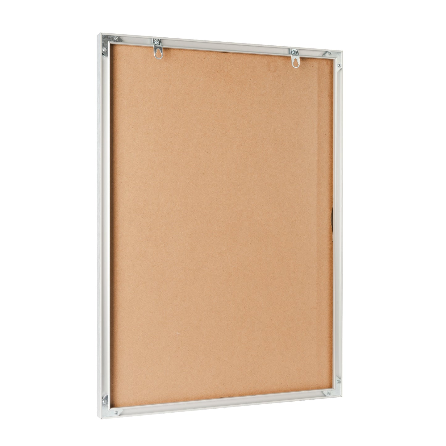 Silver aluminium picture frame with clean lines and a subtle metallic finish, suitable for displaying photos or artwork in a modern interior., full back picture