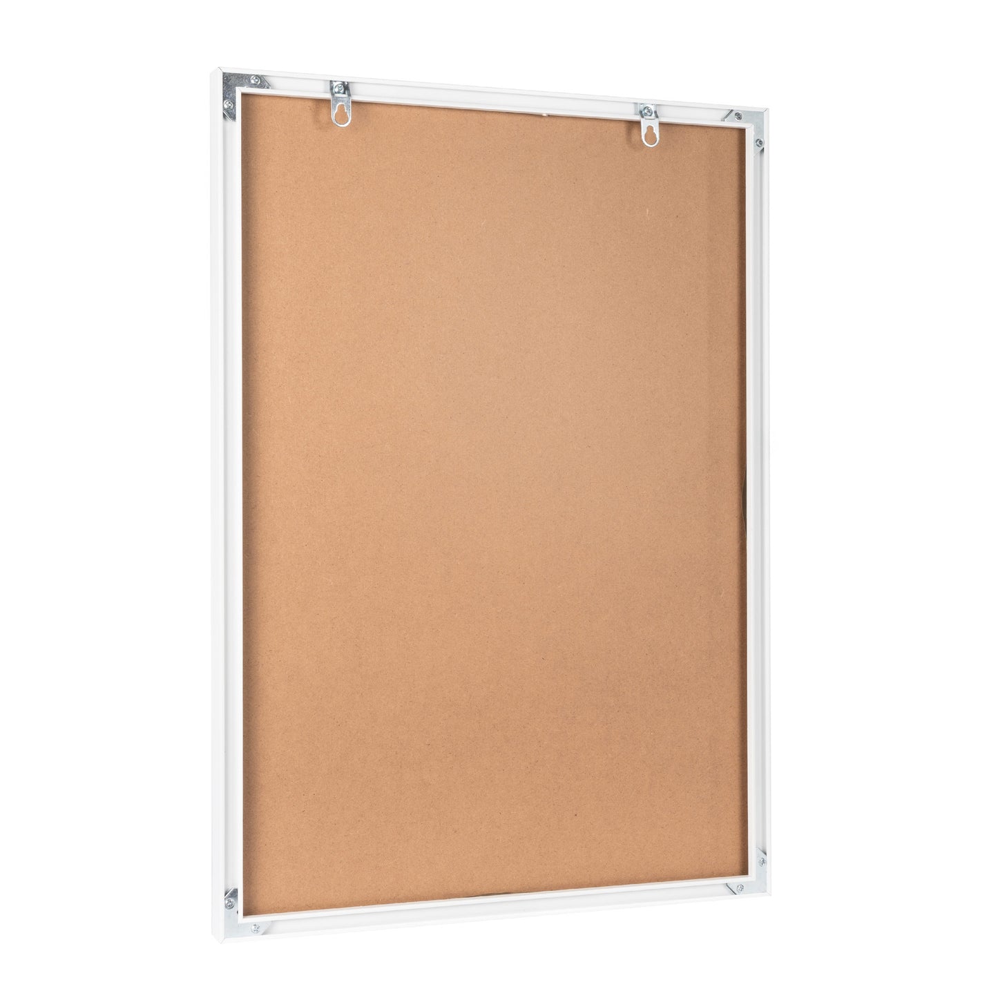 White aluminium picture frame with a minimalist design, clean lines, and a refined finish, suitable for displaying photos or art prints., full back picture